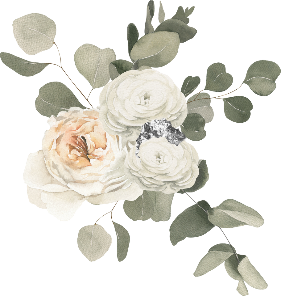 White Flower Bouquet Watercolor