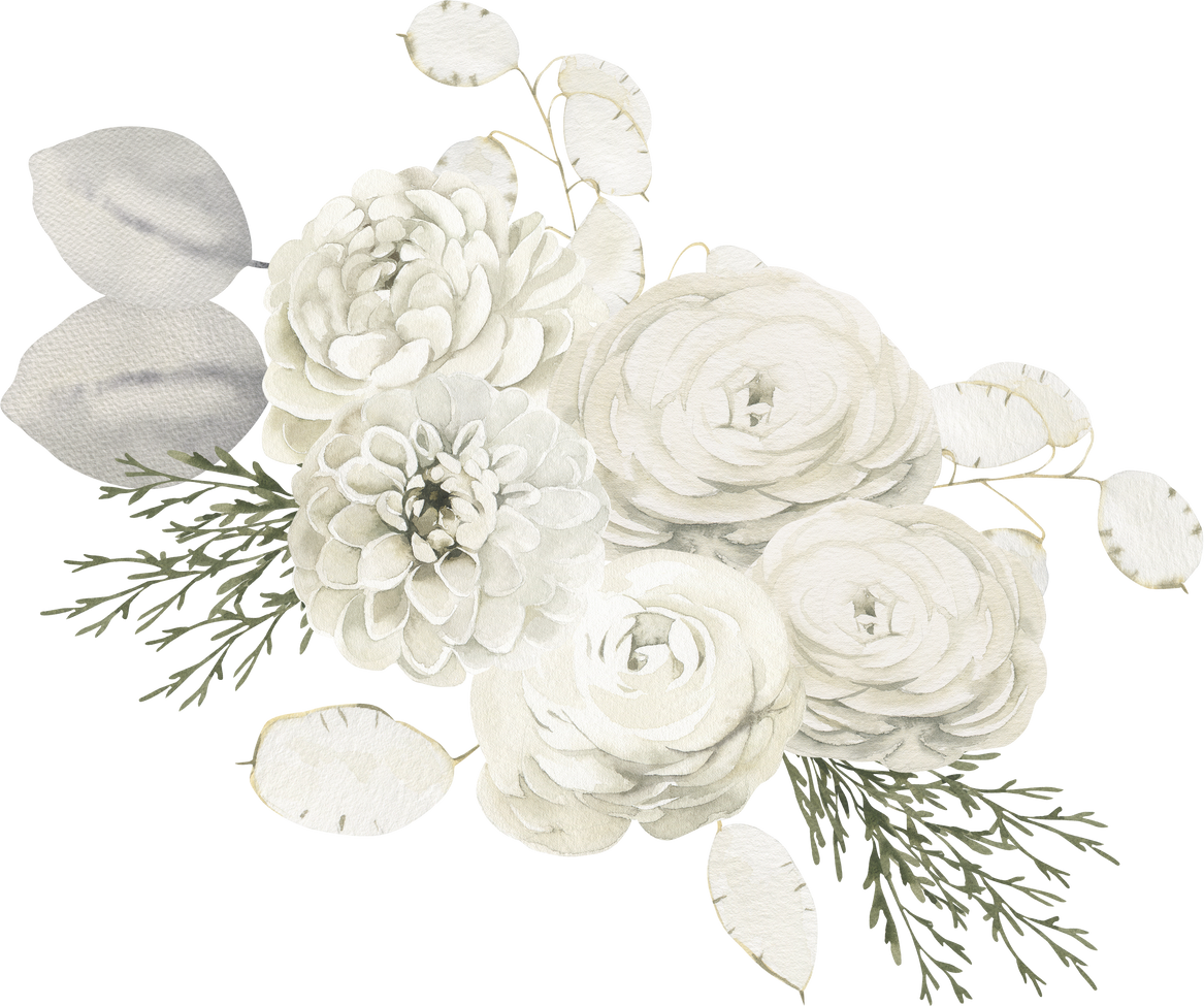 White Flower Bouquet Watercolor